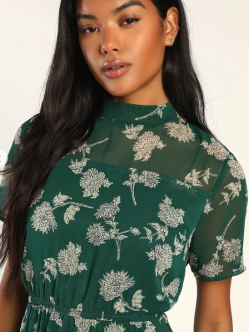 LULU's Floral Flowy Wedding Chic Night Out Short Sleeve Midi Dress - Picture 5 of 6